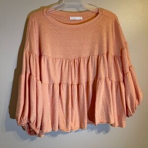CES FEMME - peach Clover Coral Tiered Blouse